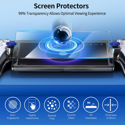 FYOUNG 3 in 1 Accessories Bundle for PS5 Portal - Sapphire Blue Carrying Case, Hard PC Cover & Tempered Glass Protector, Model PSP7