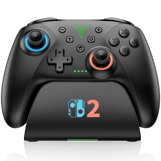 Switch 2 Controller for Nintendo Switch 2/Switch/OLED/Lite Controllers  Wireless Switch Controller with Charging Dock  RGB Switch Pro Controller with Hall Effect  Programmable  Turbo and Vibration  Black