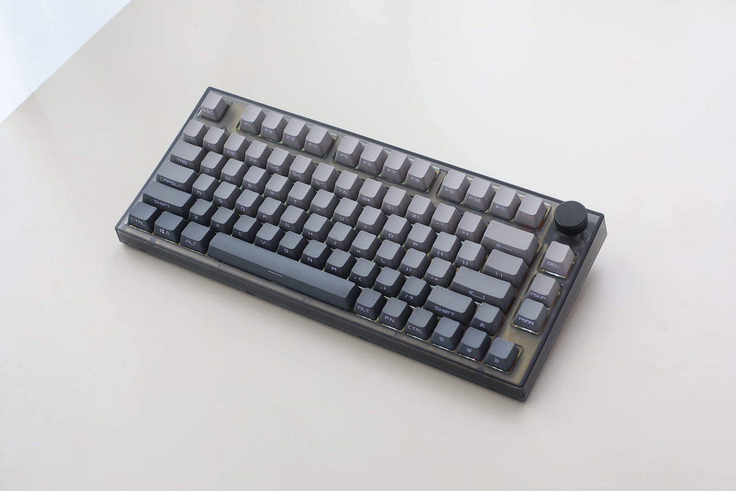 Keydous NJ80-AP Wireless Mechanical Keyboard - 75% Hot Swappable, Custom RGB, Gateron Milky Yellow Pro, Brass Plate, Bluetooth 5.0/2.4