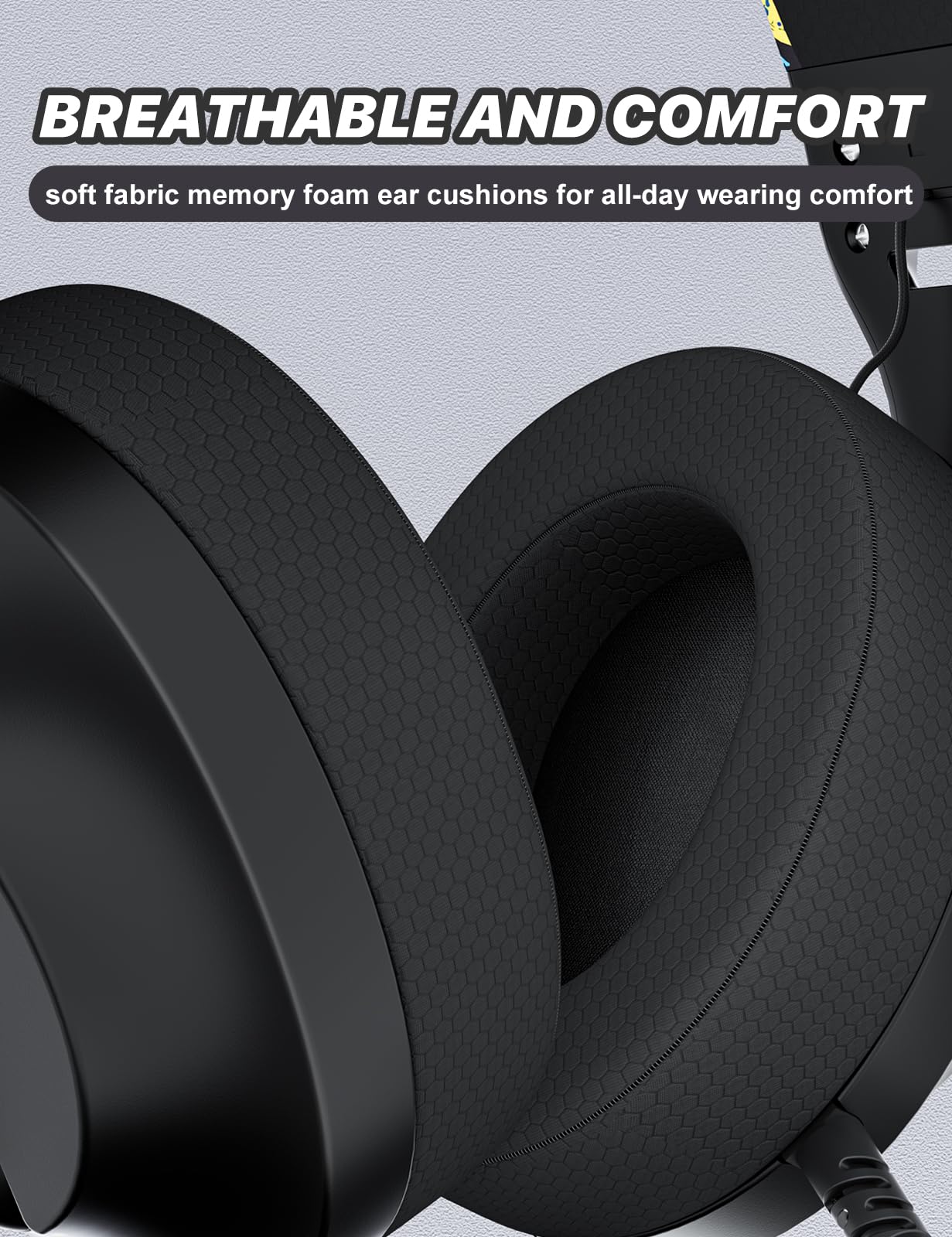 WIRWTRU S30 Gaming Headset - Lightweight Wired Headphones with Noise Cancelling Mic for Xbox, PS5, PC - Graffiti Design