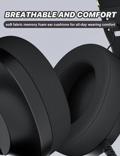 WIRWTRU S30 Gaming Headset - Lightweight Wired Headphones with Noise Cancelling Mic for Xbox, PS5, PC - Graffiti Design