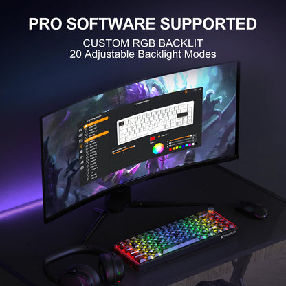 YOUSUOMASTER X83 60% Wired Gaming Keyboard, RGB Backlit, 66 Keys Hot Swappable Red Switch, Translucent Black
