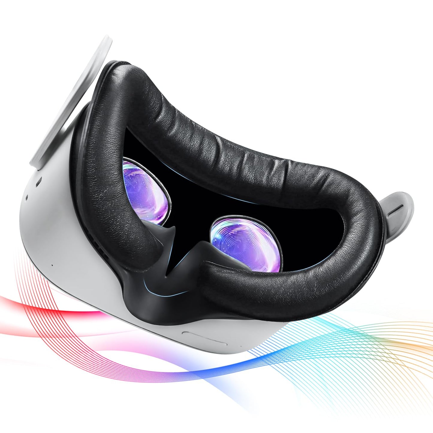 Saqico VR Face Pad Replacement for Oculus Quest 2 - PU Leather, Memory Foam, Anti-Sweat, Ergonomic Design, Easy to Clean