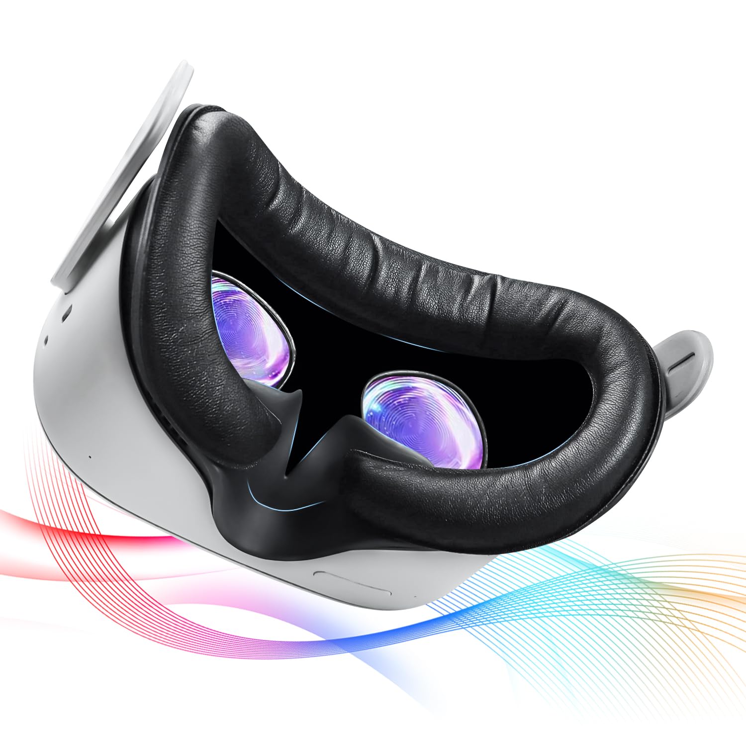 Saqico VR Face Pad Replacement for Oculus Quest 2 - PU Leather, Memory Foam, Anti-Sweat, Ergonomic Design, Easy to Clean