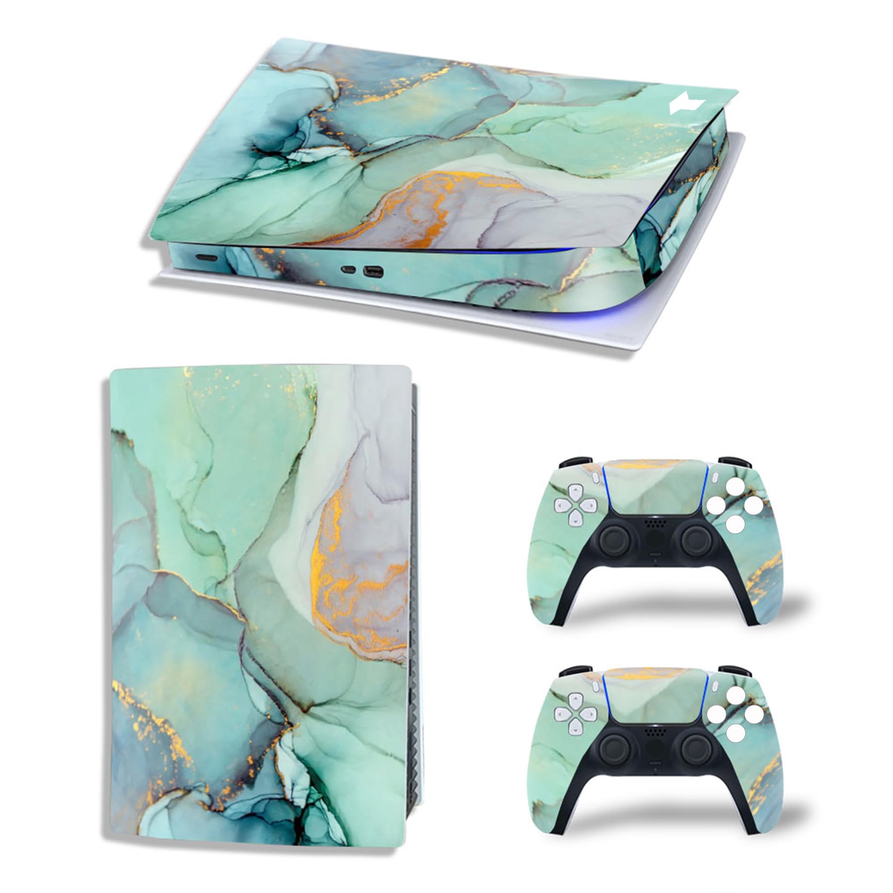 Skin Sticker Compatible with PS5 Digital Console  Vinyl Decal Protective Wrap Cover for Game Controller (Green)