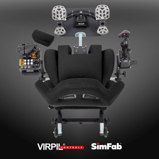 SimFab Modular Flight Simulator Cockpit - DCS Edition, Compatible with Thrustmaster Warthog, Black Seat
