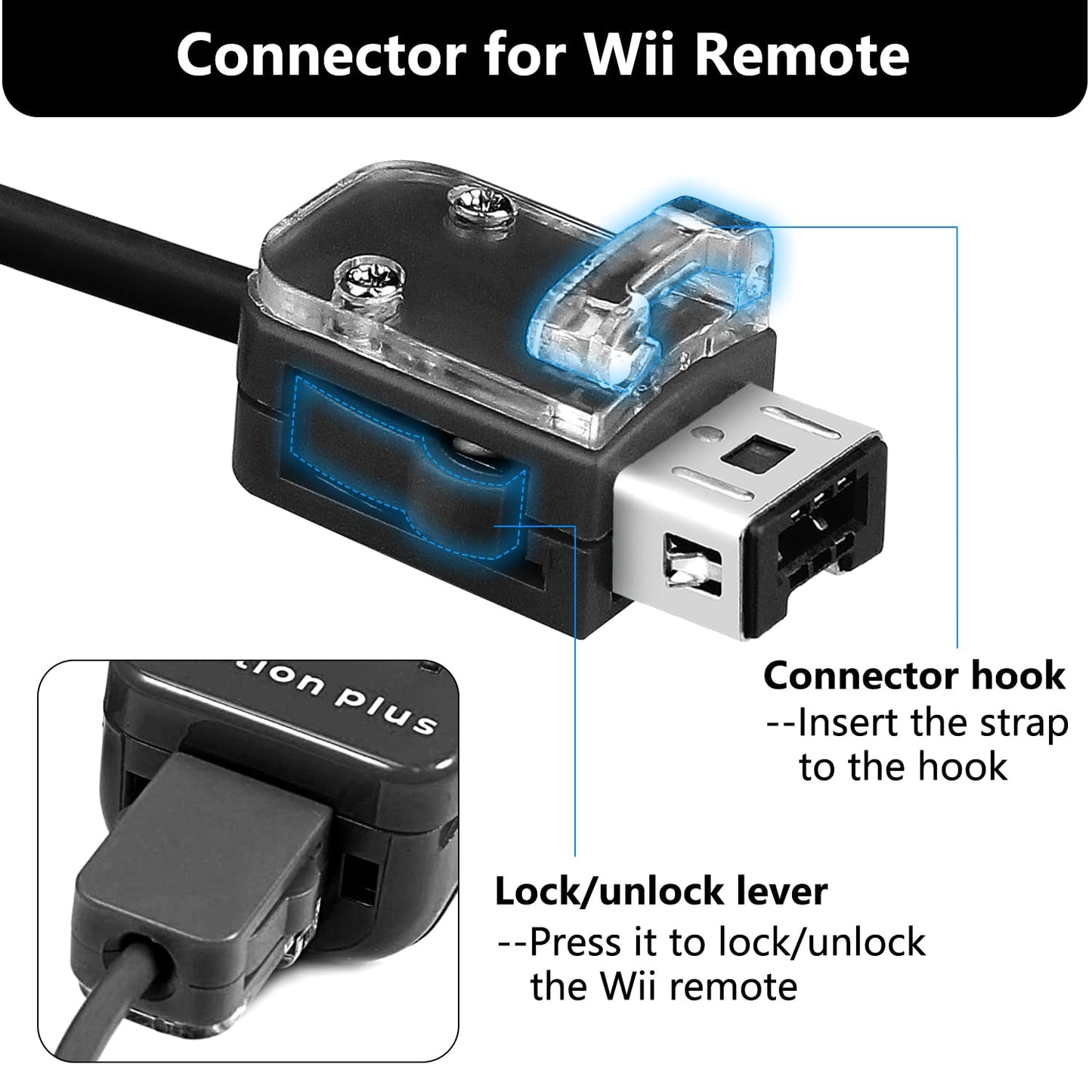 OSTENT Wired Nunchuck Controller for Nintendo Wii - Motion-Based, Black, Model Noir