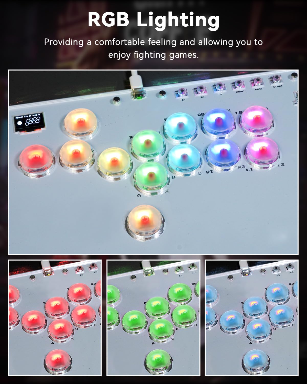 Sehawei Haute42 Arcade Stick T13 - 13Keys All-Button Controller with Turbo & RGB for PC/PS3/PS4/Switch/Steam, Supports Hot Swap & SOCD