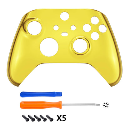 eXtremeRate Custom Shell for Xbox Series X/S Controller - Chrome Gold Replacement Faceplate - Model FX3D401