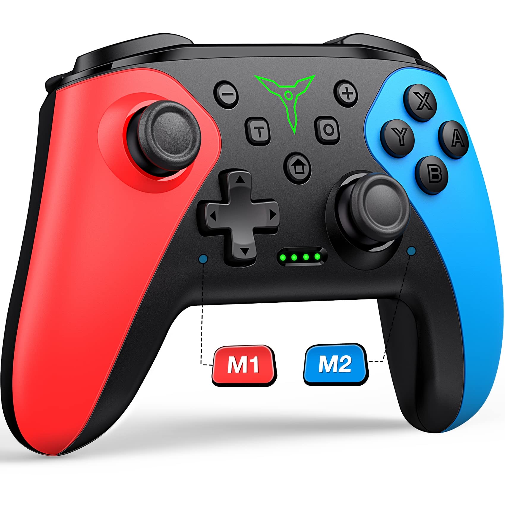 ELISWEEN Wireless Switch Controller for Nintendo Switch, Pro Controller with Turbo Function, Red+Blue, Model X107