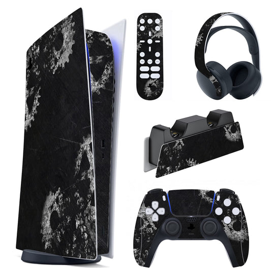 PlayVital Gears & Scratches Full Set Skin Decal for ps5 Console Digital Edition  Sticker Vinyl Decal Cover for ps5 Controller & Charging Station & Headset & Media Remote