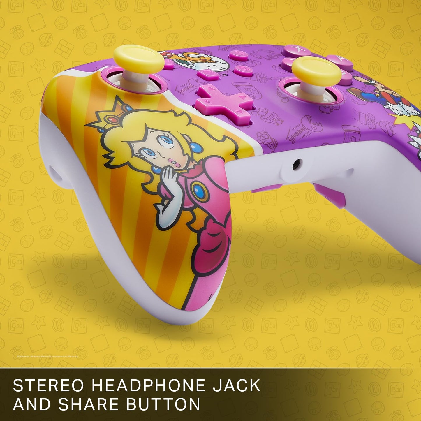 PowerA Enhanced Wired Controller for Nintendo Switch - Princess Peach Battle, 10ft Cable, 3.5mm Jack, Mappable Buttons, Model NSGP0092-01