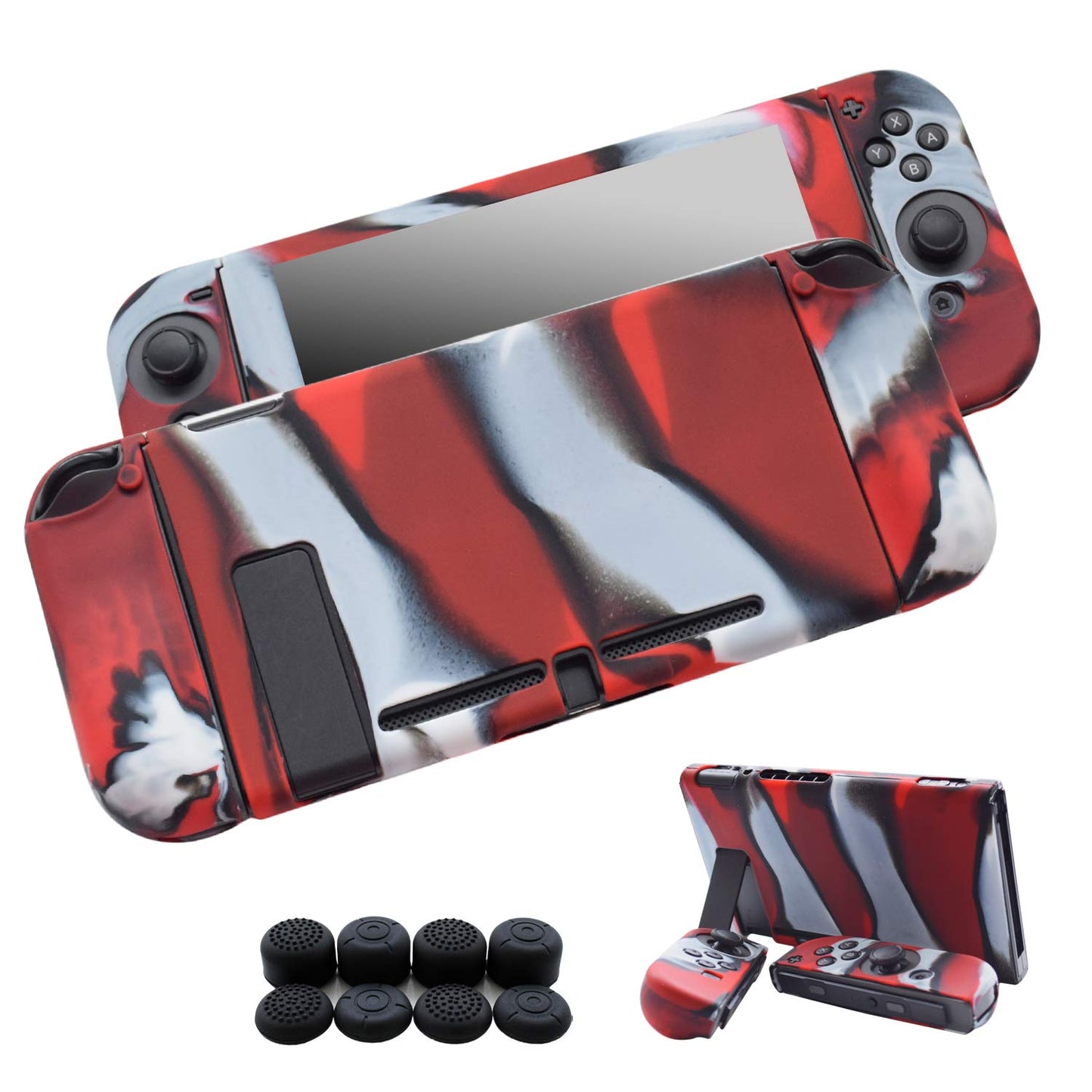 Hikfly 3pcs Silicone Gel Non-Slip Cover Skin Protector Case Kits Compatible for Nintendo Switch 6.2 Screen(2017) Consoles and Jo