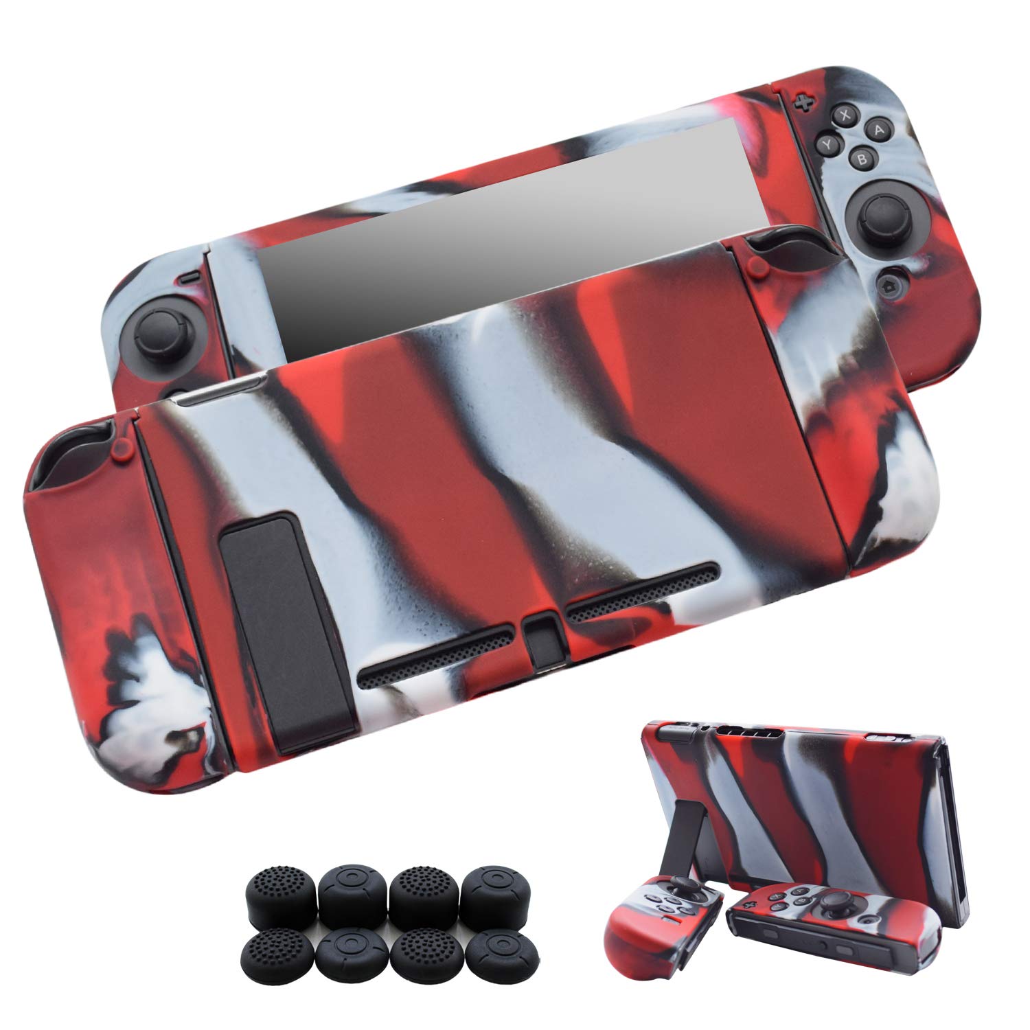 Hikfly 3pcs Silicone Gel Non-Slip Cover Skin Protector Case Kits Compatible for Nintendo Switch 6.2 Screen(2017) Consoles and Jo
