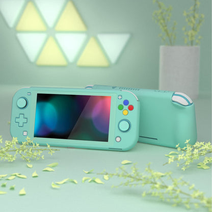 PlayVital ZealProtect Case for Nintendo Switch Lite - Hard Shell, Ergonomic Grip, Screen Protector, Thumb & Button Caps - Misty Green