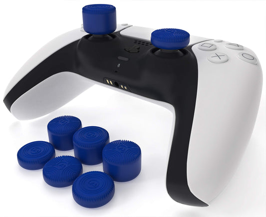 Foamy Lizard Raised Thumb Grips for PS5, PS4 & Switch Pro - Blue Silicone Antislip Analog Stick Grips (8pc) - Model FL-SWITCH-PRO-TH