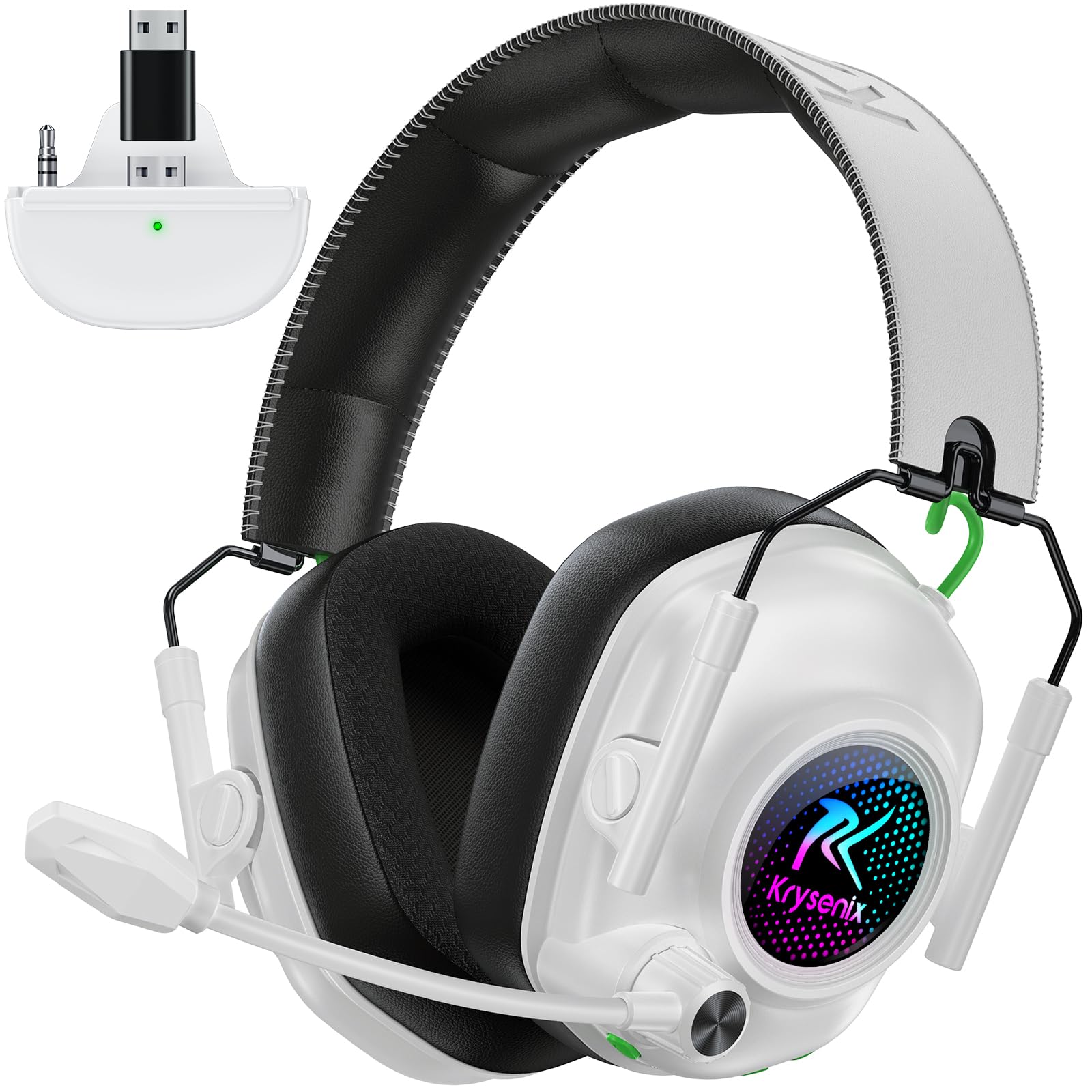 Wireless Gaming Headset with Noise Canceling Mic for Xbox Series X|S  Xbox One  PC  PS5  PS4  Mac  Switch  2.4 GHz Wireless & Bluetooth 5.4 Gaming Headphones  50Hr Battery  50mm Drivers(White)