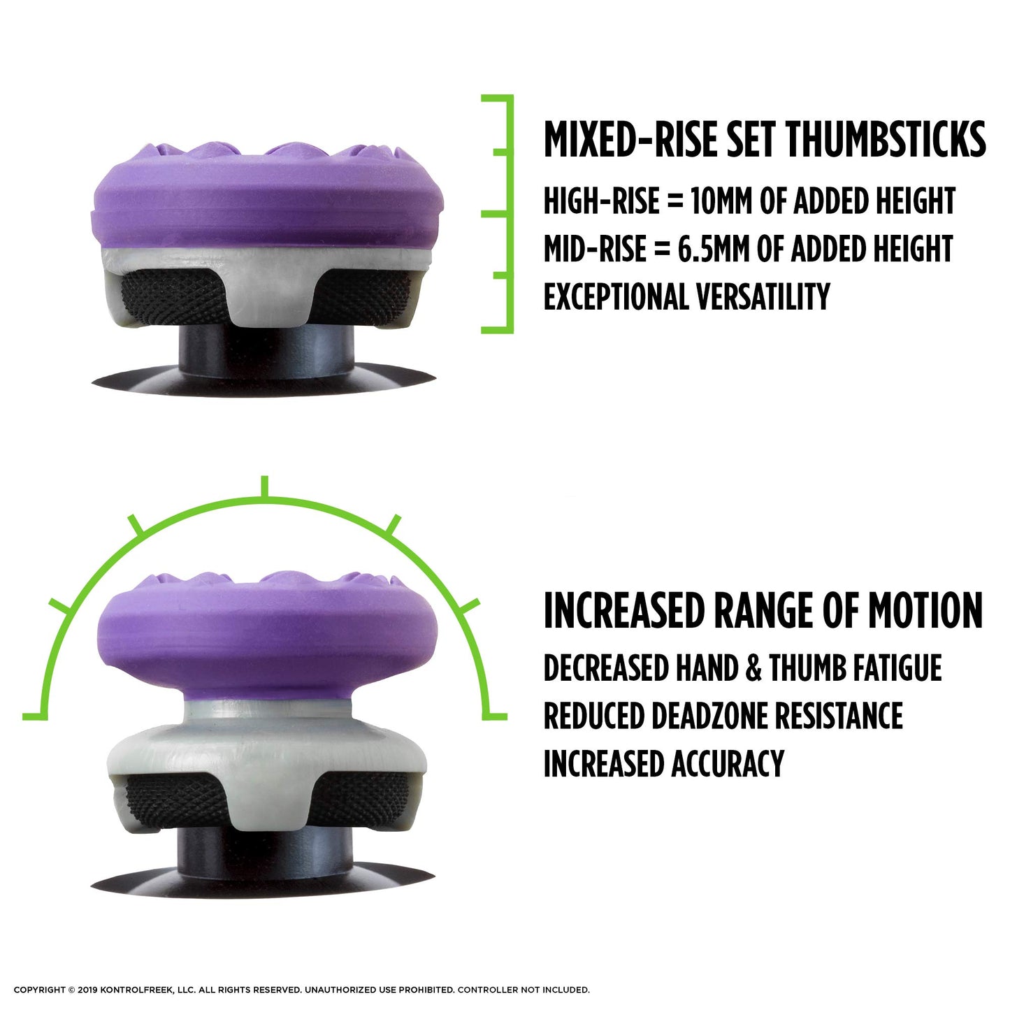 KontrolFreek FPS Freek Galaxy Purple Thumbsticks for PS4 & PS5 | 1 High-Rise, 1 Mid-Rise | Performance Accessories