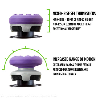 KontrolFreek FPS Freek Galaxy Purple Thumbsticks for PS4 & PS5 | 1 High-Rise, 1 Mid-Rise | Performance Accessories