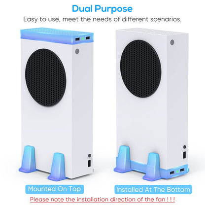 YUANHOT Cooling Stand for Xbox Series S - Dual Purpose Fan Cooler Dock, 3 Adjustable Speeds, 2 USB Ports, White