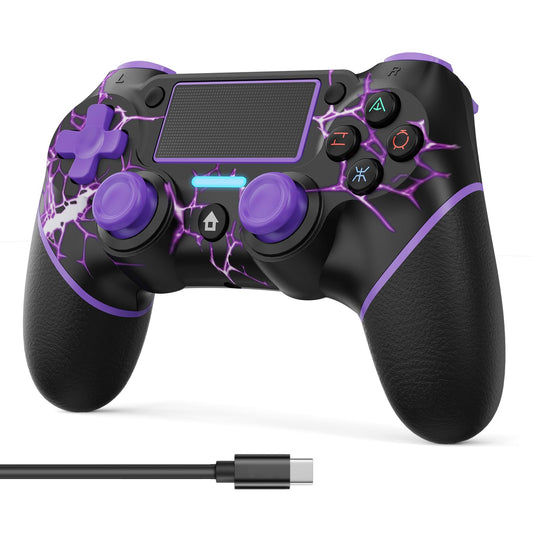 VidPPluing Wireless Controller for PS4/Pro/Slim - Purple, 6-Axis Motion Sensor, Share Function, Includes Charging Cable