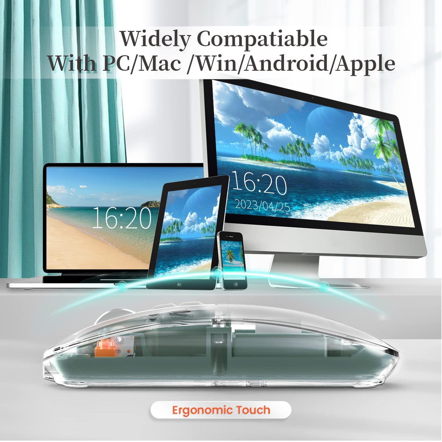 A.JAZZ Wireless Mini Bluetooth 5.1 Mouse - Rechargeable, Silent, Green, Model cdn4981