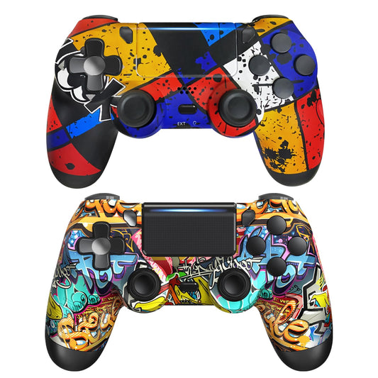 2 Pack Wireless Controller for PS4, Game Remote Controller for PS4/Slim/Pro/PC with Dual Vibration/6-Axis Gyro/3.5mm Audio Jack/