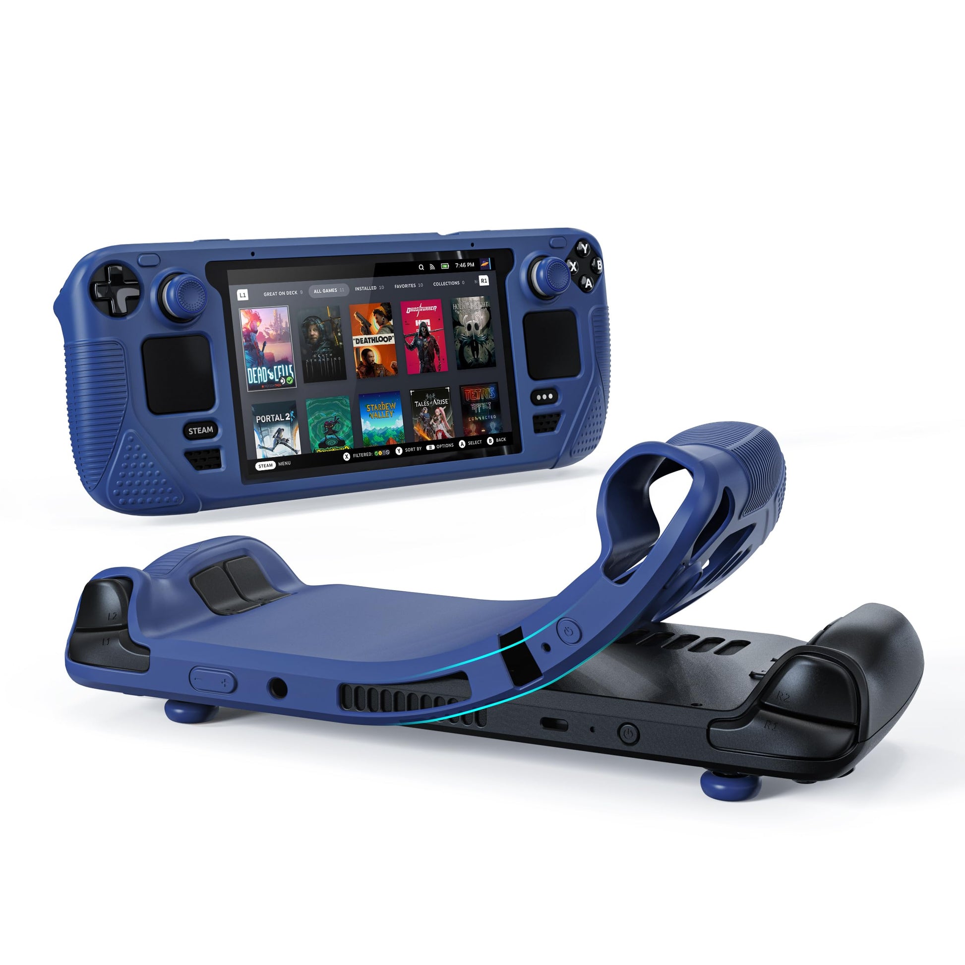Syntech Steam Deck Protective Case - Silicone, Non-Slip Grip, All-Round Protection, 30×12×4cm, Navy Blue, Model SYNM053L