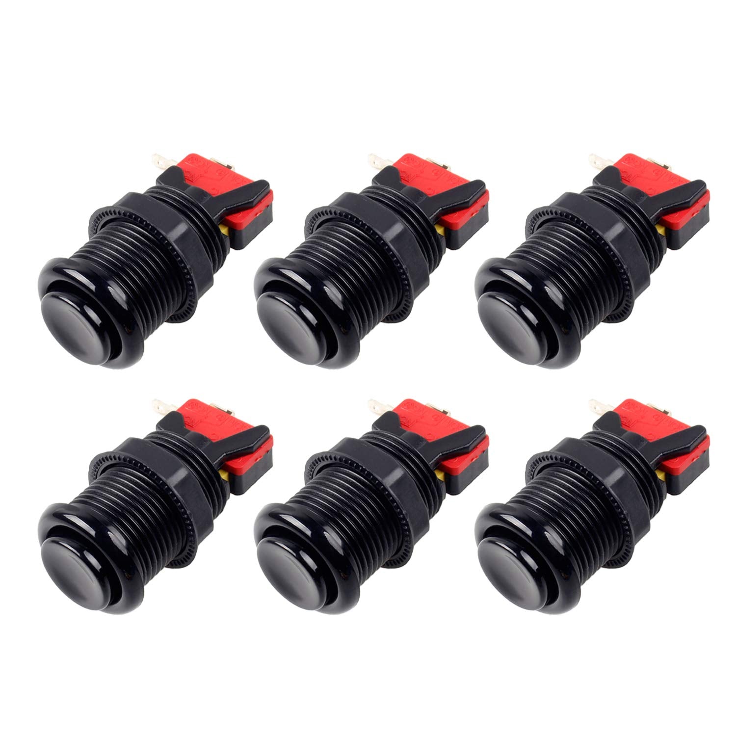 EG STARTS 30mm Arcade Push Button - Switchable Happ Type, Black, Model MS-BUT