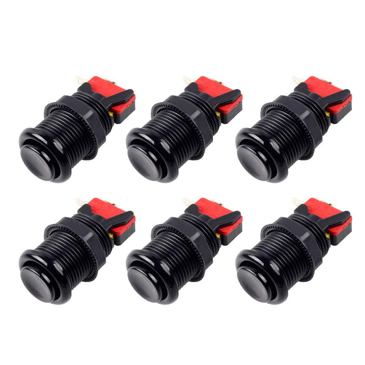 EG STARTS 30mm Arcade Push Button - Switchable Happ Type, Black, Model MS-BUT