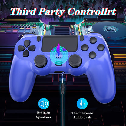 YsoKK Wireless Controller for PS4/Slim/Pro - Double Shock, Audio, Six-axis Motion Sensor - Purple & Blue
