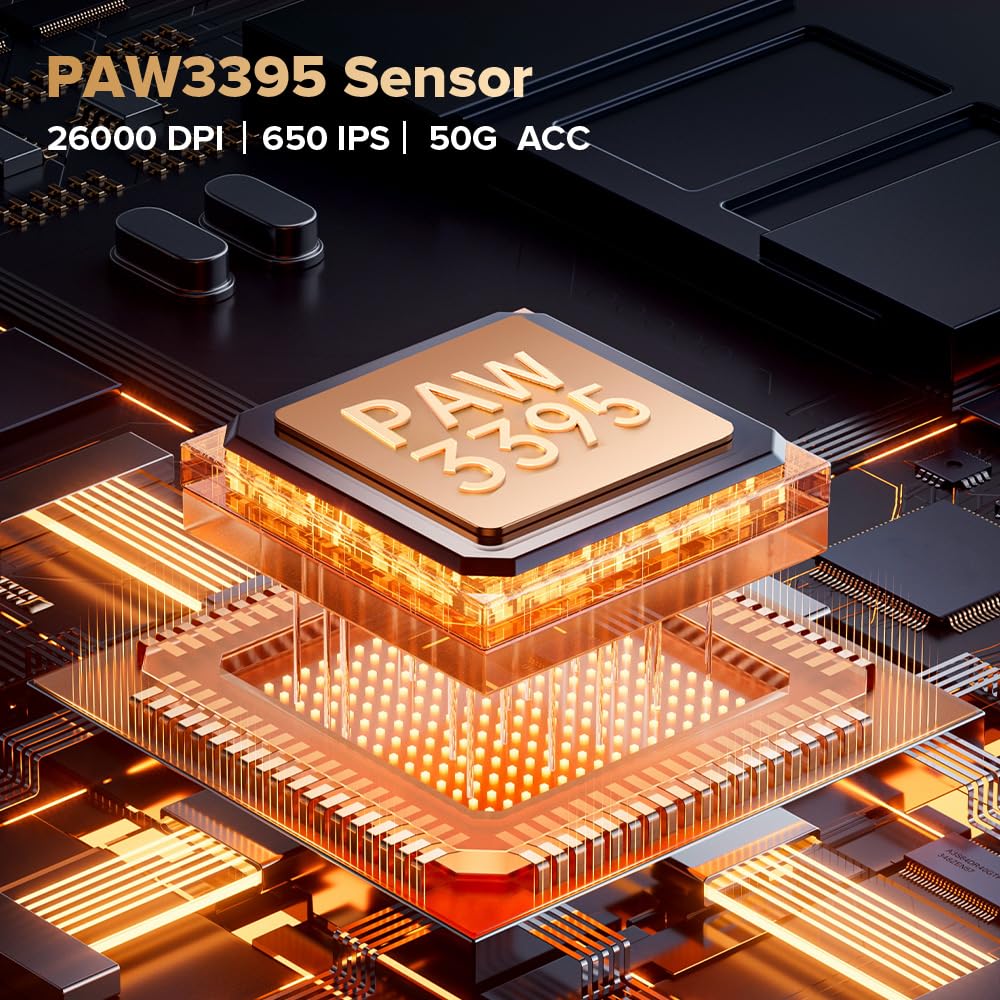 DeLUX M700PRO Wireless Gaming Mouse - 59g, PAW 3395 Sensor, 26000 DPI, 90Hrs Battery, 6 Programmable Buttons, Black