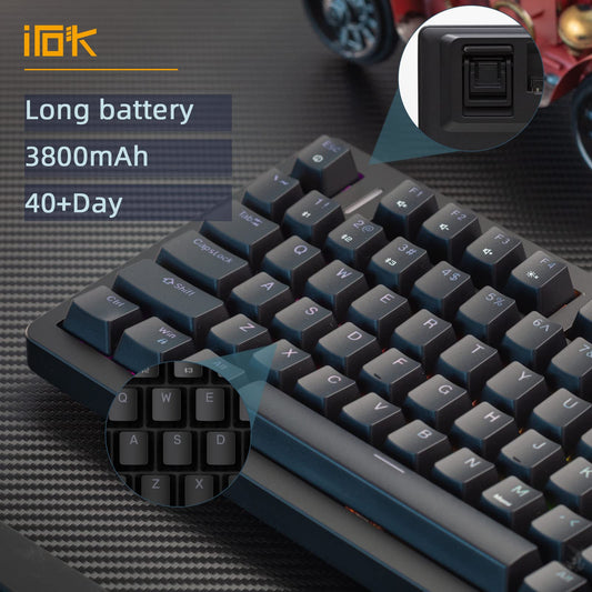 IROK FE75Pro Wireless RGB Mechanical Keyboard - 81 Keys, Hot Swappable, Customizable Backlit, USB-C/Bluetooth, Black