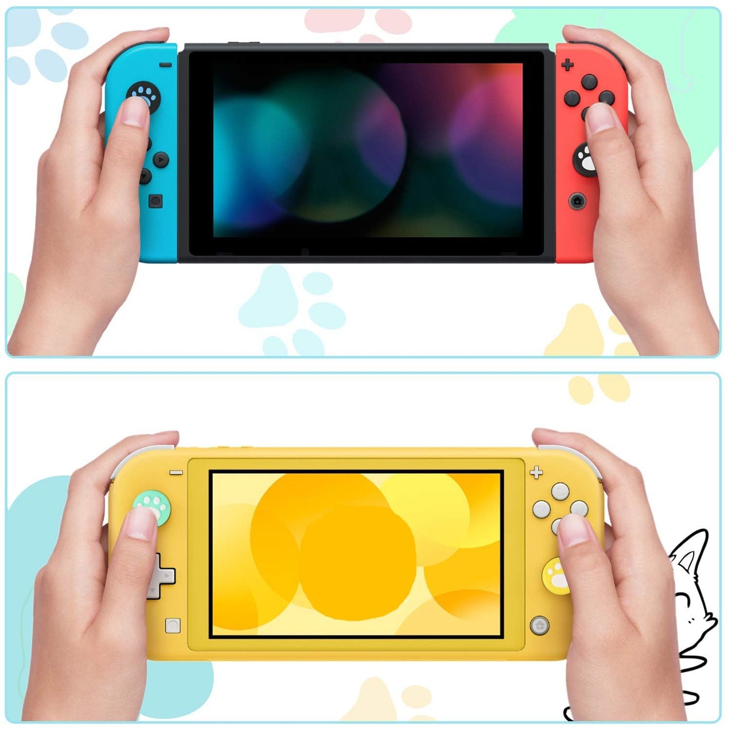 Sumind 28-Piece Cute Cat Claw Thumb Grip Caps for Nintendo Switch & Joy-Con, Soft Silicone, Model: Sumind-Thumb Grip-01