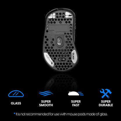 Pulsar Gaming Gears Superglide Mouse Feet - Ultra Strong Glass, Fast & Smooth, Model XM4SGW, Black