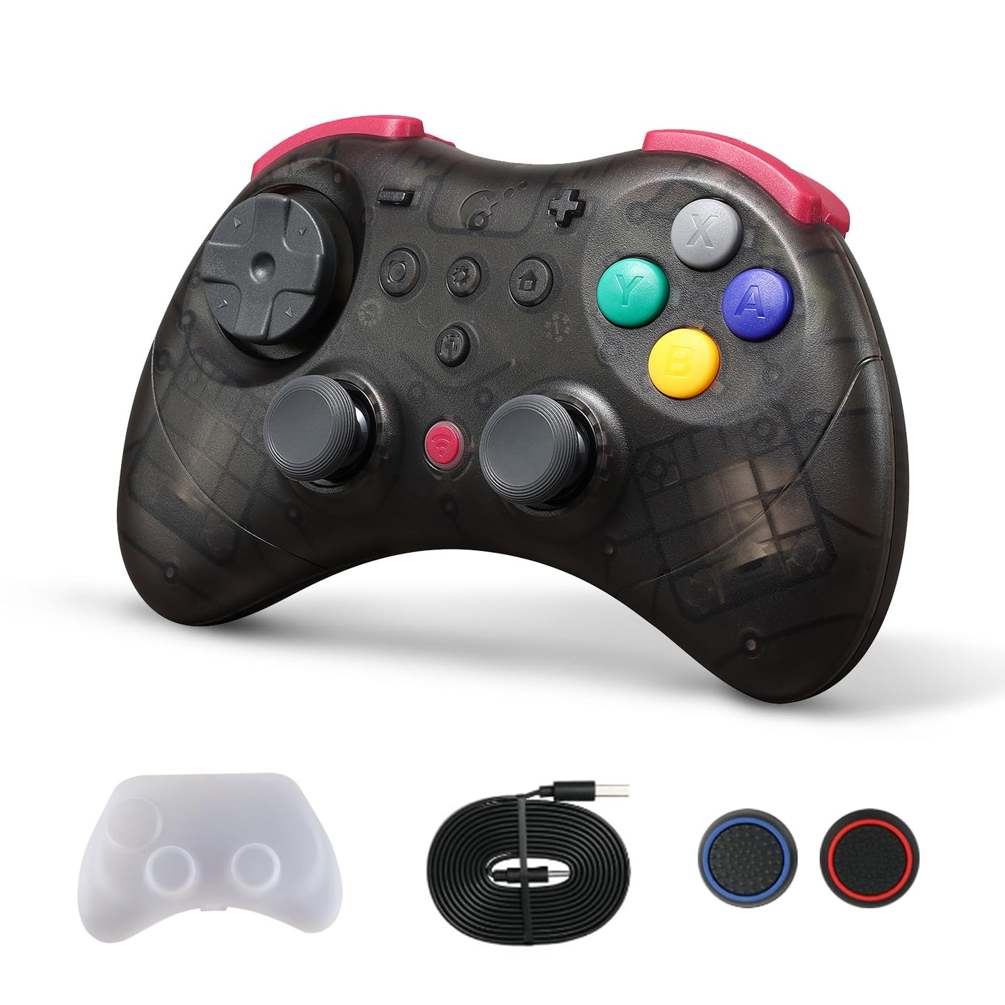 GuliKit Elves 2 Pro Wireless Controller for Switch/Switch 2/PC/Android/IOS  Bluetooth Controller with Hall Effect Joysticks  1000Hz Polling Rate  Magnetic Vibrator  Super Haptic  Transparent Black