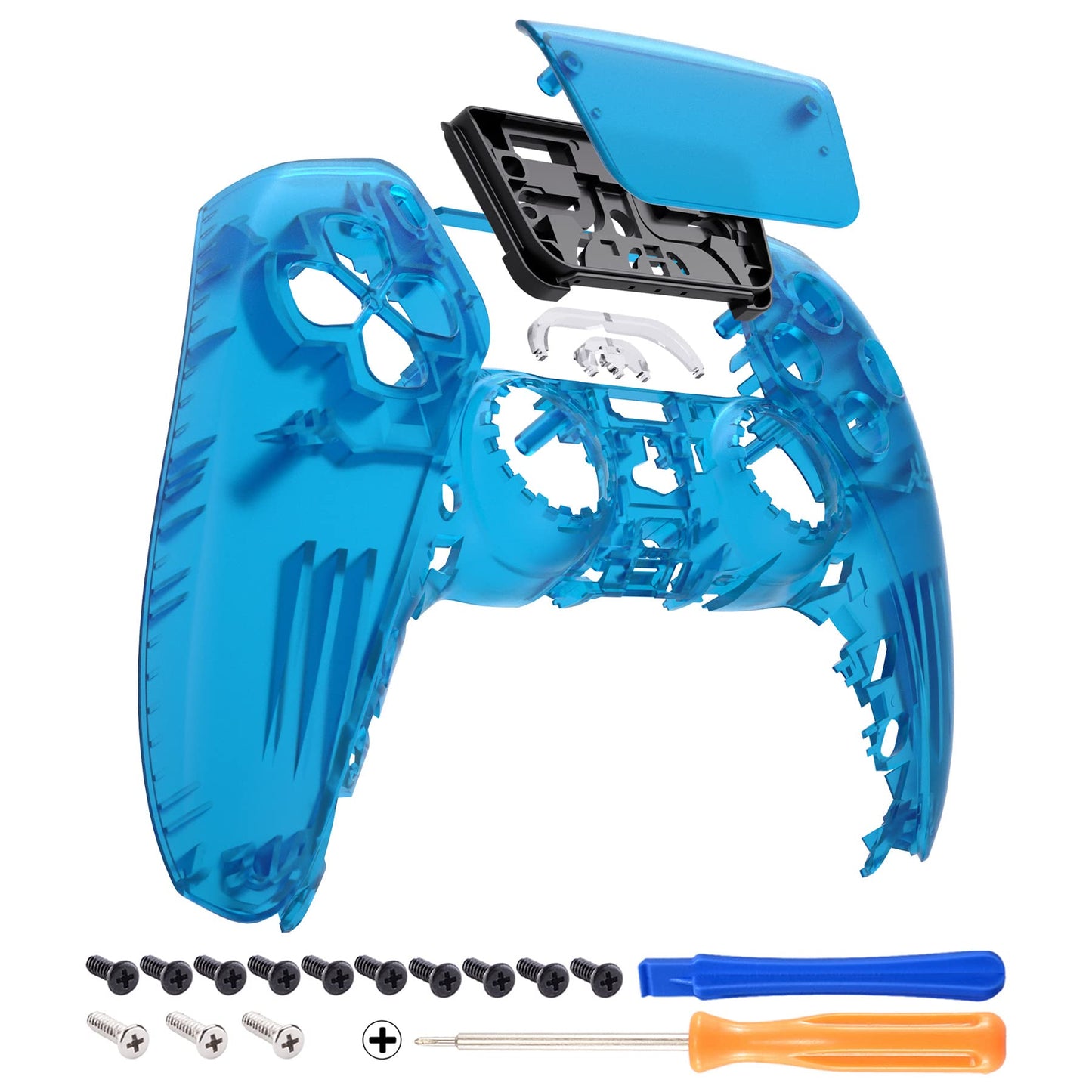 eXtremeRate Clear Blue Touchpad Front Top Shell Compatible with ps5 Controller BDM-010 020 030 040 050  DIY Replacement Shell Custom Touch Pad Cover Compatible with ps5 Controller