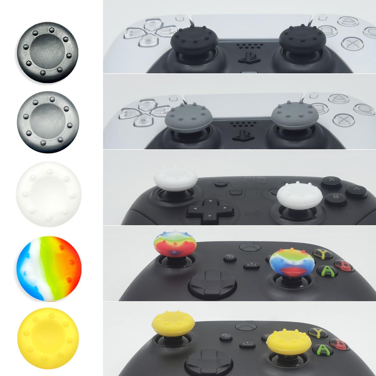 ZHI-NYLLDJS 30pcs Controller Thumb Grips for PS5/4 & Xbox - Colorful Joystick Caps Set