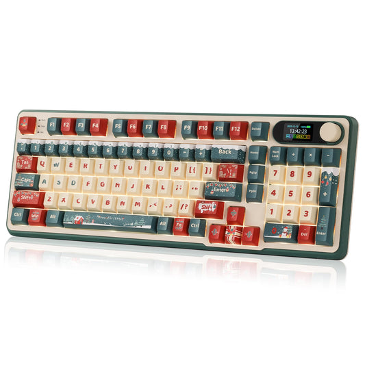 RK ROYAL KLUDGE S98 Mechanical Keyboard w/Smart Display & Knob  Top Mount 96% RGB Wireless Gaming Keyboard BT/2.4G/USB-C  Hot Swappable  Software Support  Creamy Sound  98 Keys Xmas Limited Edition