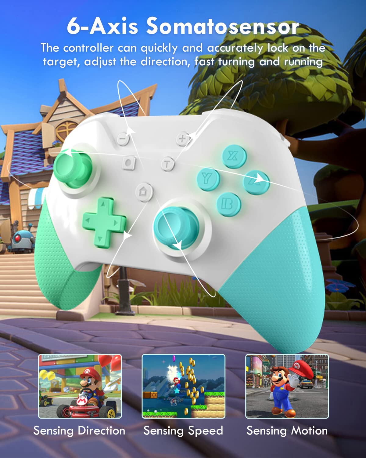 OLCLSS Wireless Switch Pro Controller for Nintendo Switch - Gyro Axis, Turbo, NFC, Dual Vibration, Animal Crossing Color