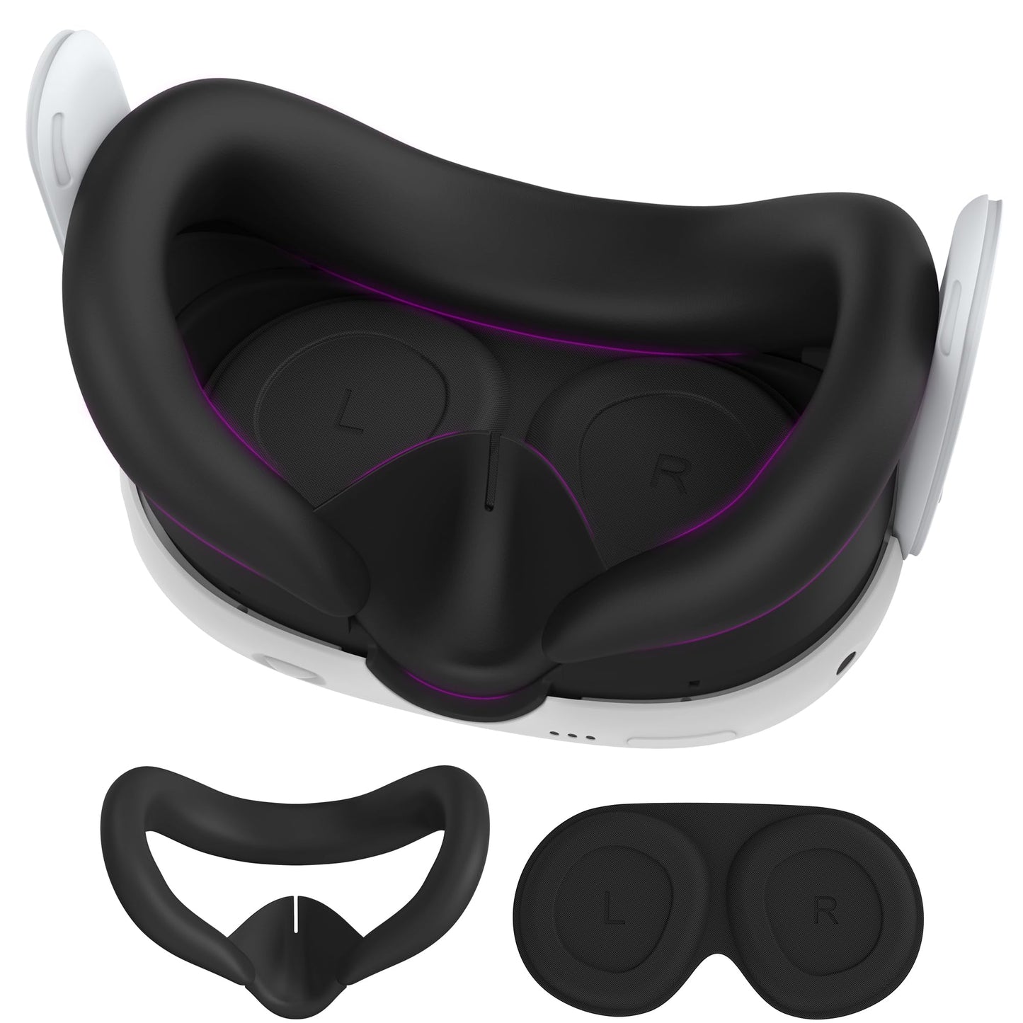 AMZDM Meta Quest 3 Face Pad Cover with Lens Protectors Washable VR Silicone Covers for Oculus Quest 3 Face Cushion Covers (Silicone Cover Only  Plastic Interface NOT Included)