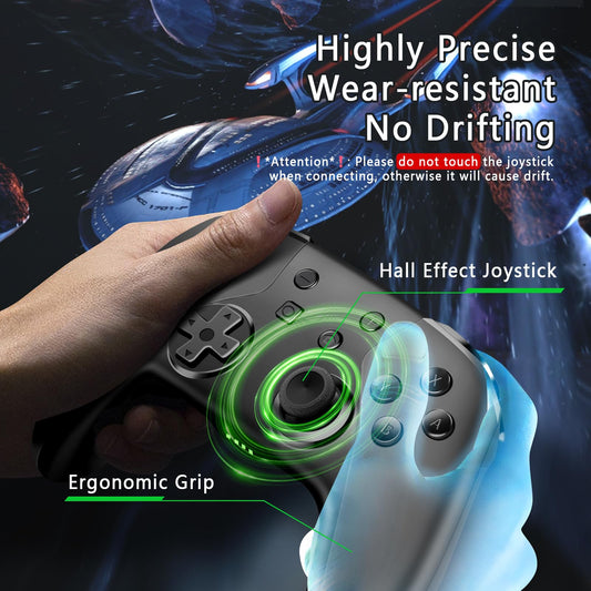 AceGamer Wireless Controller for Nintendo Switch & Windows, Hall Effect Joystick, Turbo & Vibration, Black