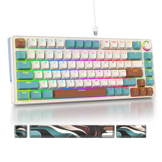 Guffercty kred 75 Percent Mechanical Keyboard with Knob  82 Keys Wired Hot-Swappable Gaming Keyboard 75% Layout RGB Backlit Quiet Linear Switch(82 Brown)