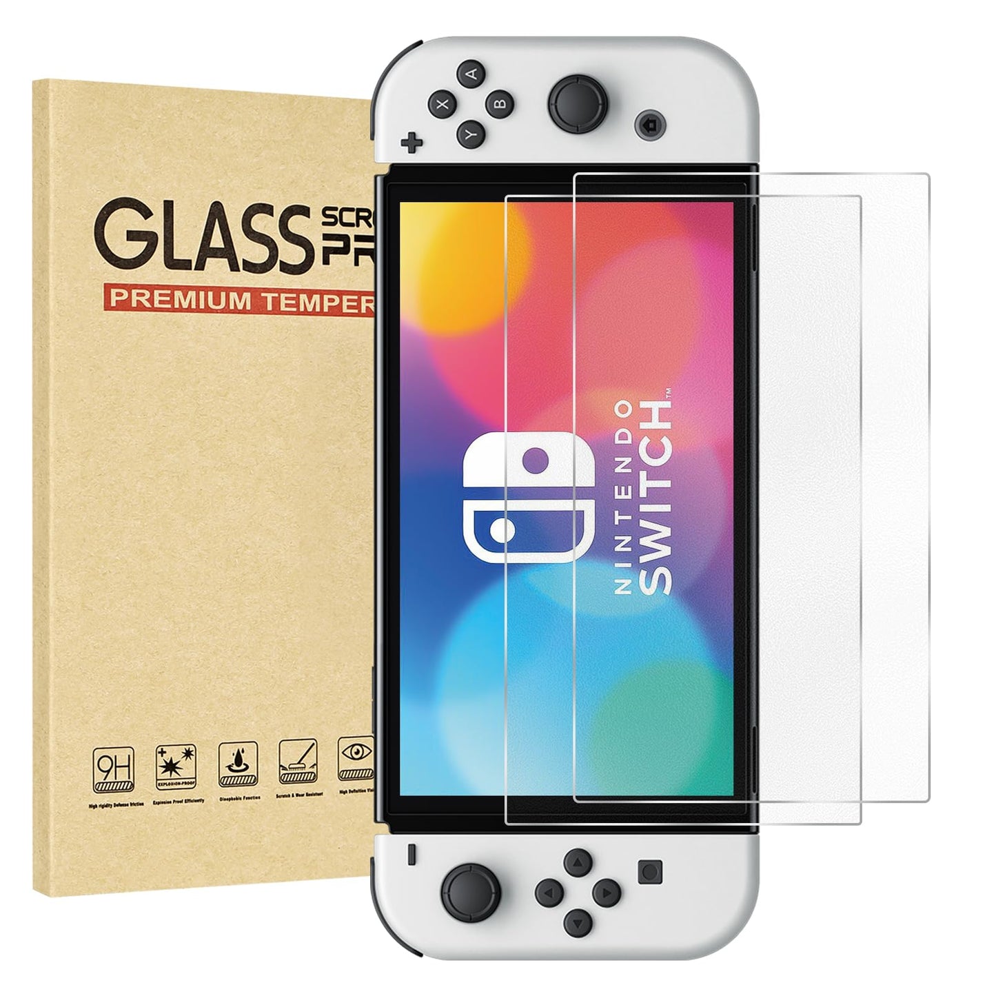 Jngnpn 2-Pack Matte Tempered Glass Screen Protector for Switch OLED Model 2021 [7 Inch] Anti Glare  Anti Scratch  Bubble Free  9H Hardness  Easy Installation