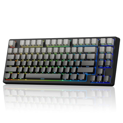 Kisnt Wireless Mechanical Keyboard, 75% Gasket Mounted, Bluetooth/USB-C, RGB Backlit, Hot Swappable, Gradient Gray, Model KN85