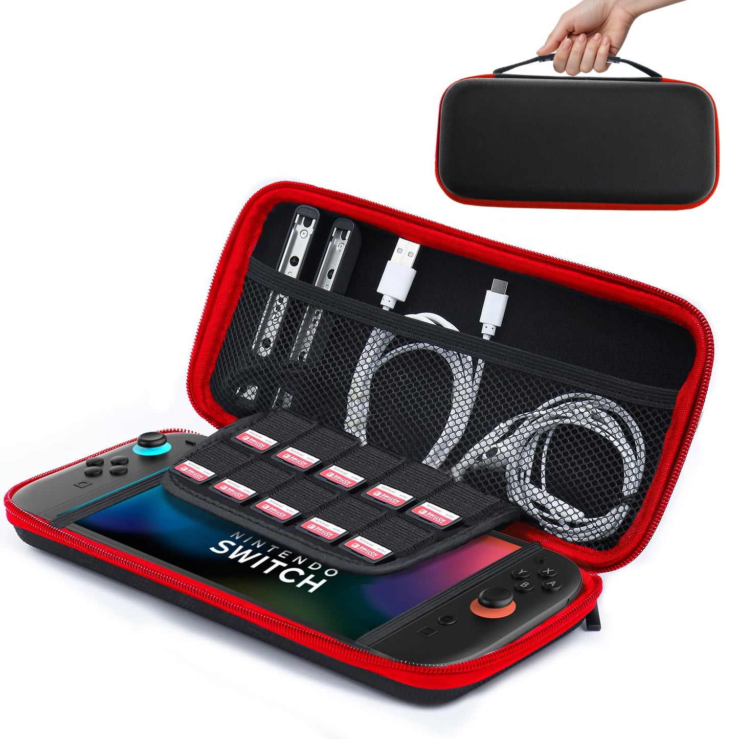 amCase Carrying Case for Nintendo Switch 2 [7.9] 2025 - Protective Hard Shell Portable Travel Carrying Case Pouch for Switch Console and Accessories (Red)