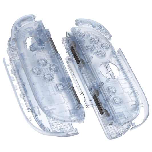 eXtremeRate DIY Replacement Shell Buttons for Joycon 2  Custom Full Housing Case + Decorative Strips + Middle Bracket + Buttons for Nintendo Switch 2 Controller - Deluxe Version - Clear Glacier Blue