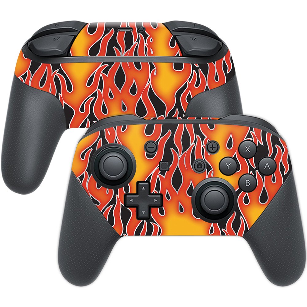MightySkins Skin Compatible with Nintendo Switch Pro Controller - Hot Flames | Protective, Durable, and Unique Vinyl Decal wrap 
