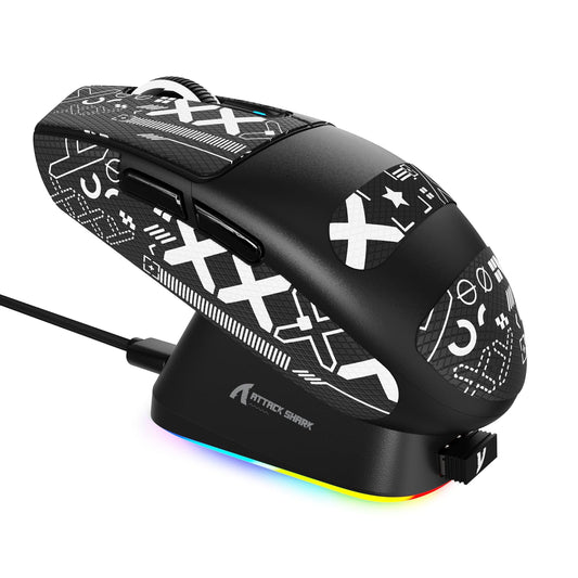 ATTACK SHARK G3PRO Wireless Gaming Mouse - RGB Dock, 25K DPI, 1K Polling Rate, Ultra Lightweight 59g, Black & Griptape