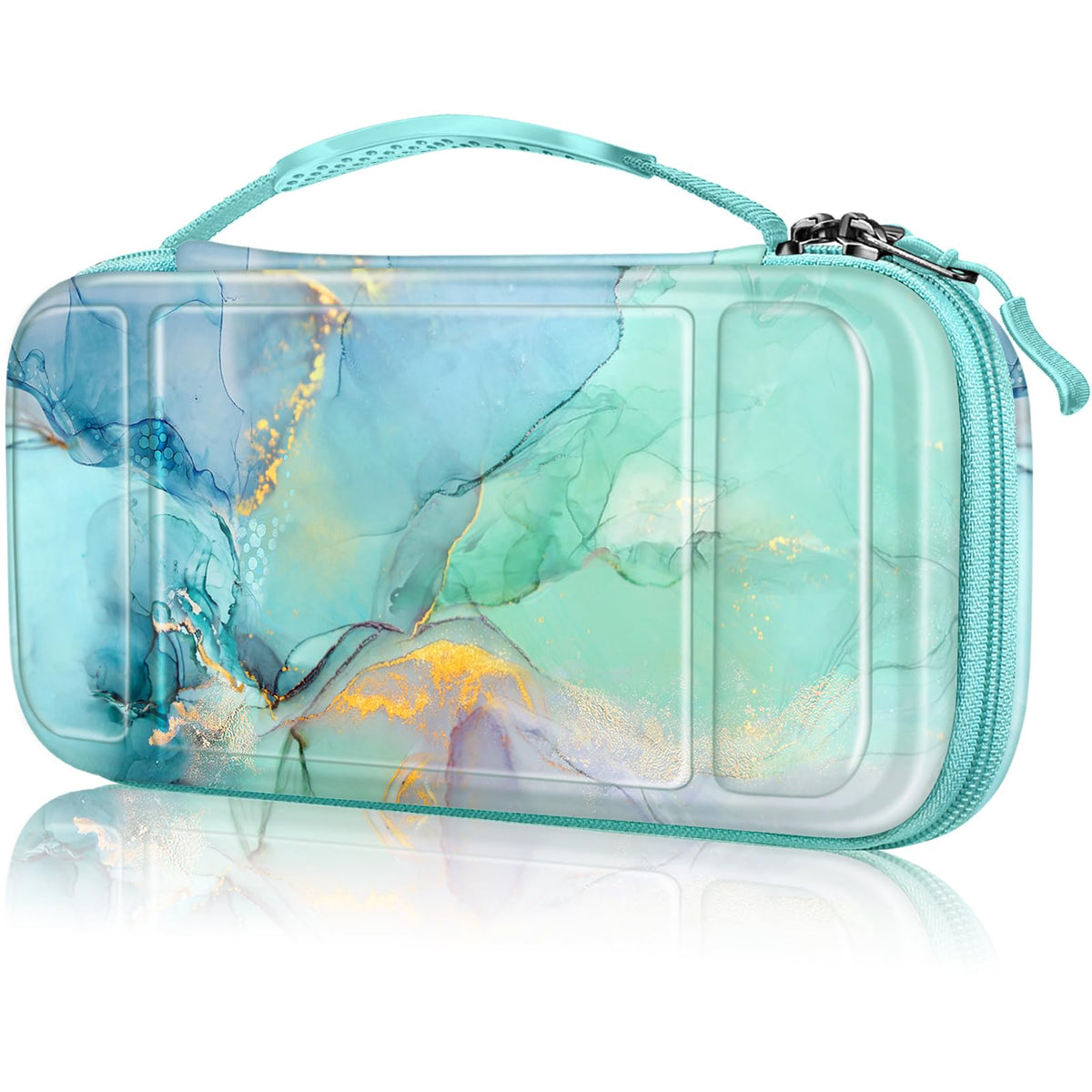 FINTIE Carrying Case for Nintendo Switch Lite 2019  [Shockproof] Hard Shell Protective Cover Tpartyl Bag with Game Card & Micro SD Card sections for Switch Lite Console & Accessories  Emerald Marble
